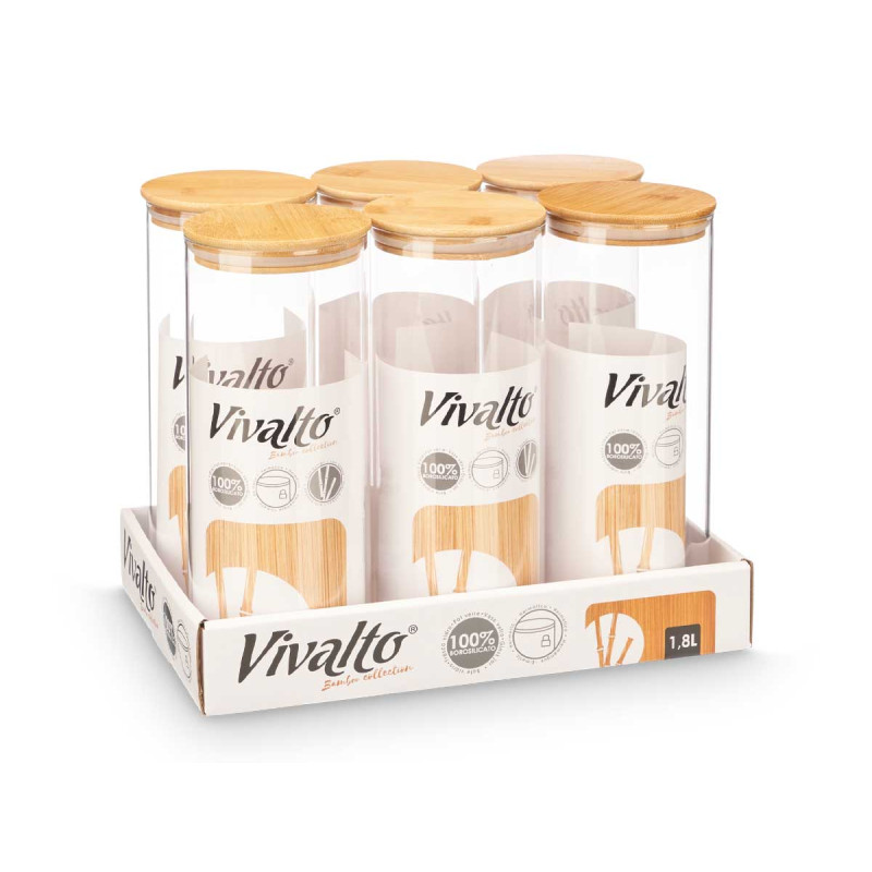 TARRO REDONDO BOROSILICATO TAPA BAMBU 1,8L