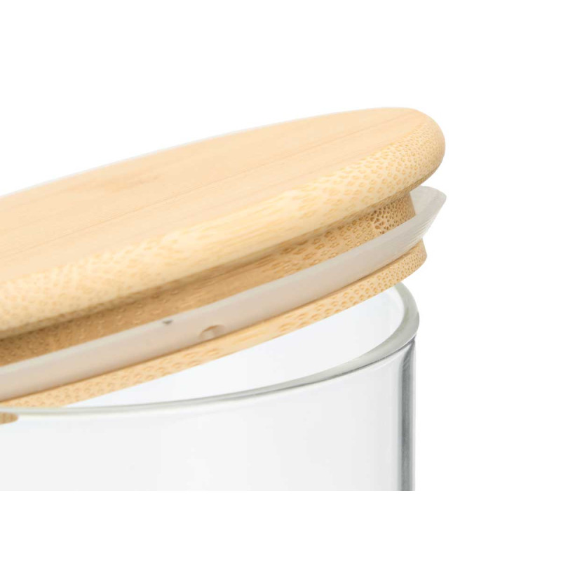 ROUND BOROSILICATE JAR BAMBOO LID 1,8L