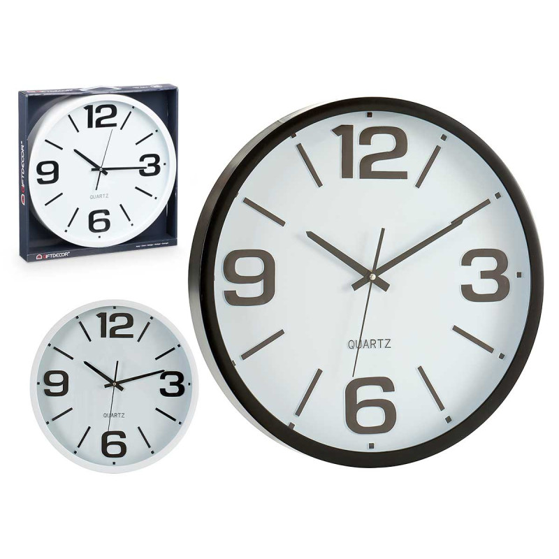 RELOJ REDONDO 40CM LISO SURT BLANCO NEGR