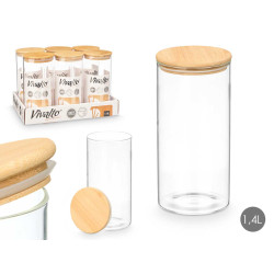 BARATTOLO ROTONDO BOROSILICATO TAPPO BAMBU 1,4L