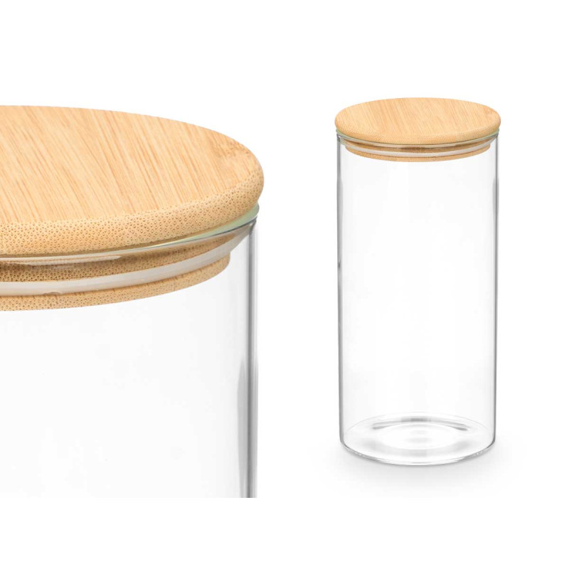 BARATTOLO ROTONDO BOROSILICATO TAPPO BAMBU 1,4L