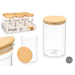 BARATTOLO ROTONDO BOROSILICATO TAPPO BAMBU 1,1L