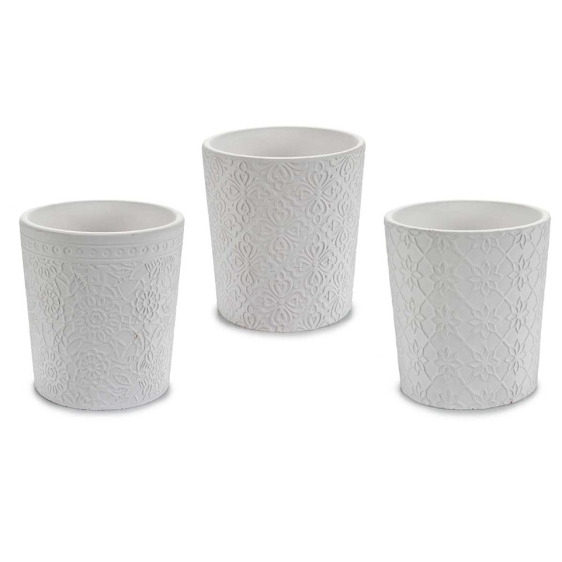 POT CERAMIQUE BLANC SET. 4 DESIGNS