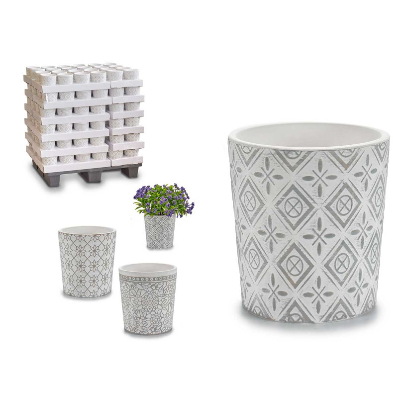 VASO CERAMICA CINZA SORT . 4 DESENHOS