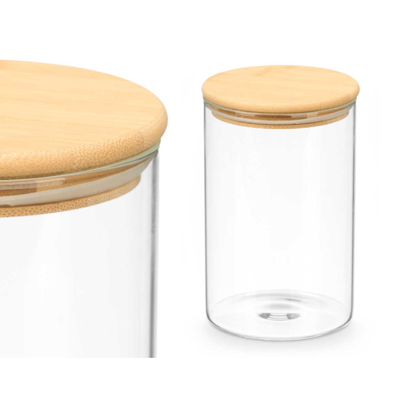 BARATTOLO ROTONDO BOROSILICATO TAPPO BAMBU 1,1L