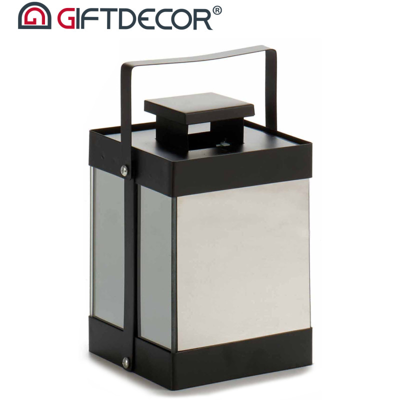 LANTERNA METALLO NERO 10 LEDS SPECCHIO P