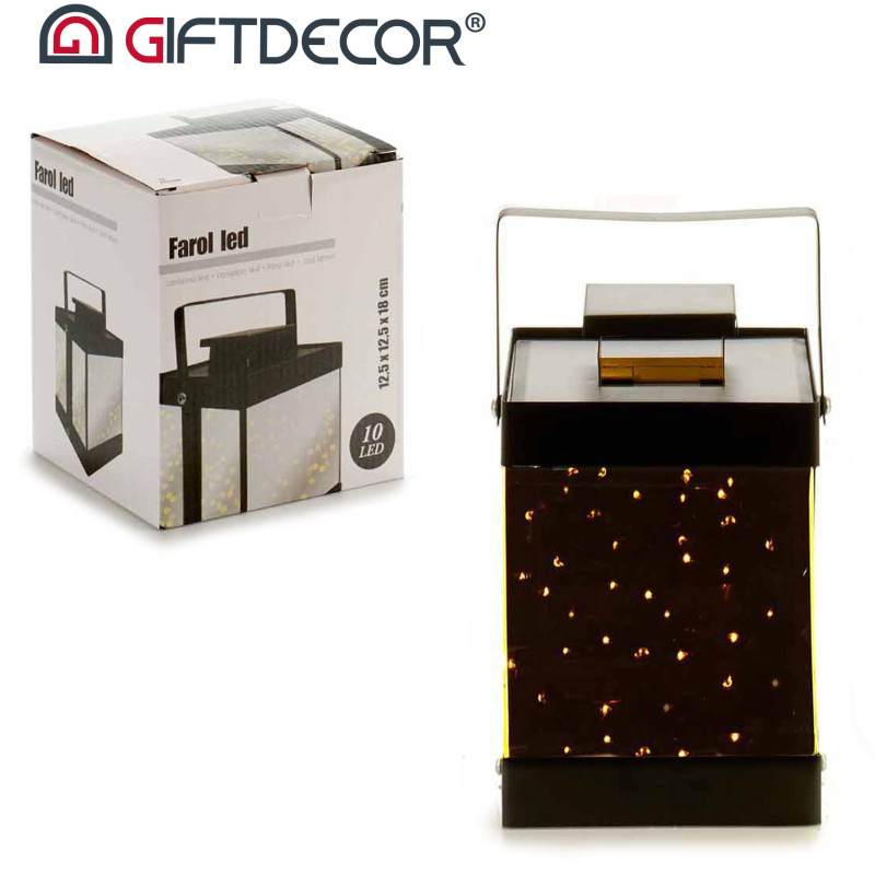 LANTERNA METALLO NERO 10 LEDS SPECCHIO P
