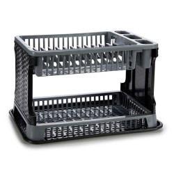 SCOLAPIATTI PLASTICA 2 PIANI RETTAN GRIG