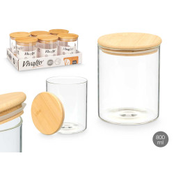 BARATTOLO ROTONDO BOROSILICATO TAPPO BAMBU 800ML