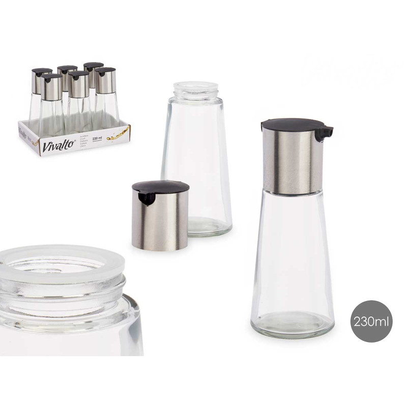 GALHETA VINAGRE TRANSPARENTE COM TAMPA M