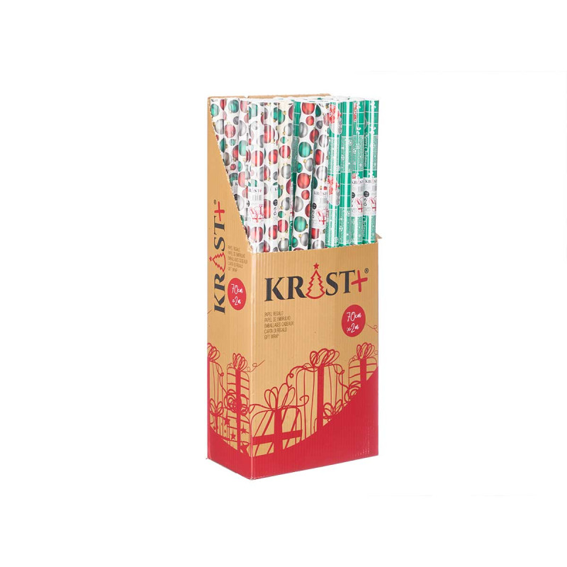 ROLLO PAPEL REGALO 70X200 BOLAS NAVIDAD