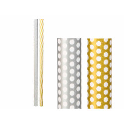 ROTOLO CARTA REGALO 70X200 POIS ORO E ARGENTO 