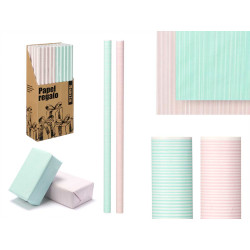 ROLO PAPEL PRESENTE 70X200 RISCAS ROSA E MENTA