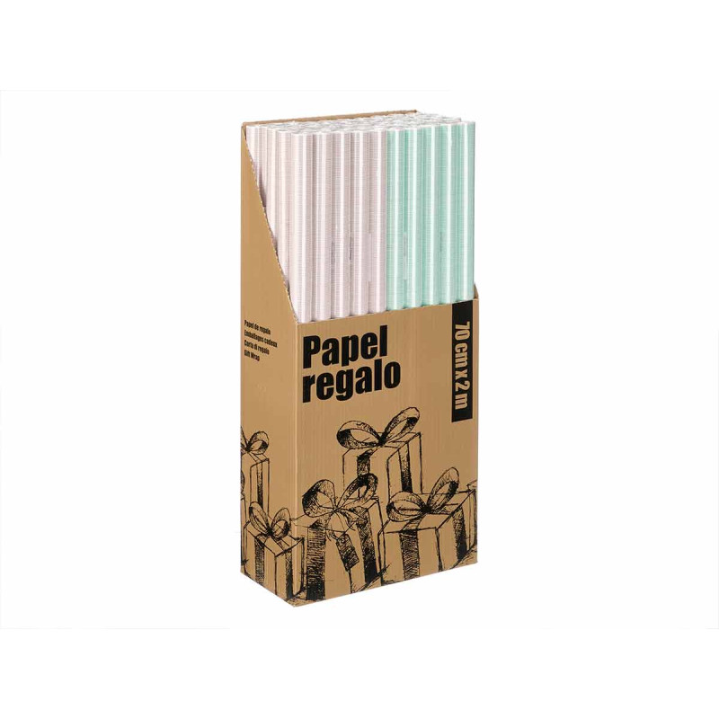 ROLO PAPEL PRESENTE 70X200 RISCAS ROSA E MENTA