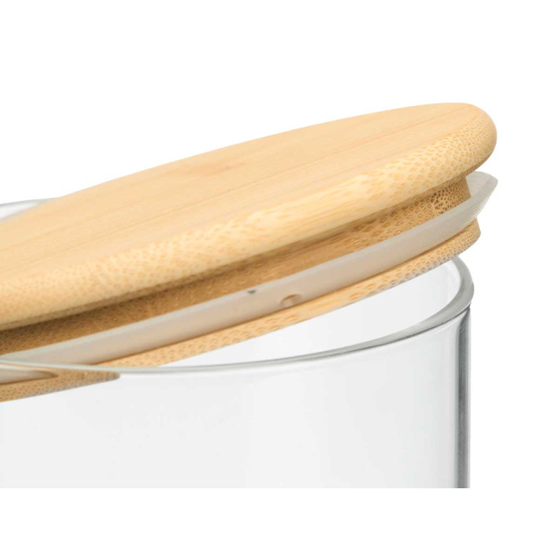BARATTOLO ROTONDO BOROSILICATO TAPPO BAMBU 800ML