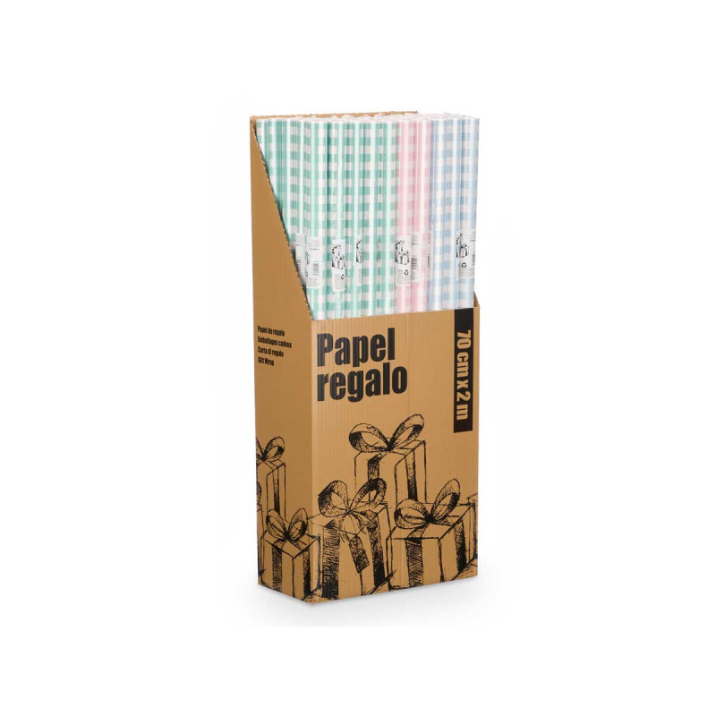 ROLO PAPEL PRESENTE 70X200 QUADRADOS SORT 3 CORES