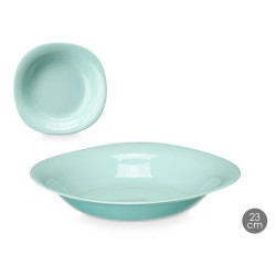 ASSIETTE CREUSE CARRÉE VERT OPAL  23CM