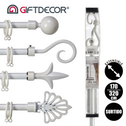 BARRE A RIDEAU BLANCHE 170-320CM ASS 4 P