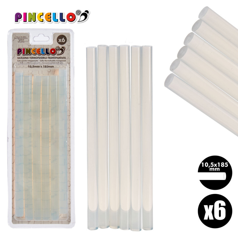 SET 6 BARRAS SILICONA TRANSPARENTE