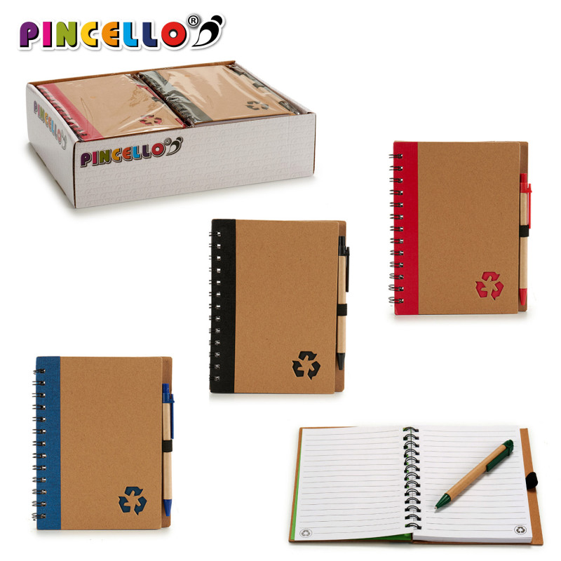 TACCUINO CARTONE RICICLAT E PENNA BLU AS