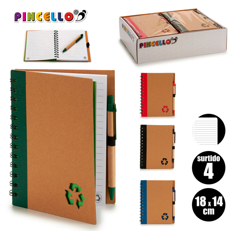 LIBRETA CARTON RECICL Y BOLI 18X14CM S4