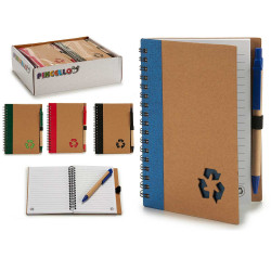 TACCUINO CARTONE RICICLAT E PENNA BLU AS