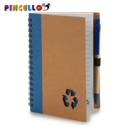 TACCUINO CARTONE RICICLAT E PENNA BLU AS