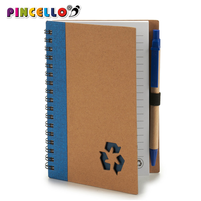TACCUINO CARTONE RICICLAT E PENNA BLU AS