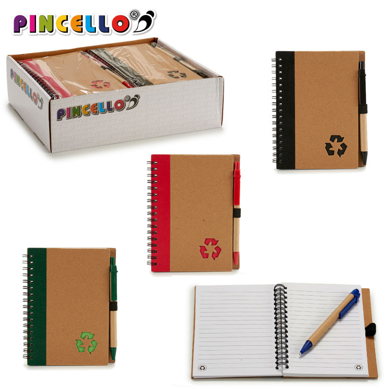 TACCUINO CARTONE RICICLAT E PENNA BLU AS