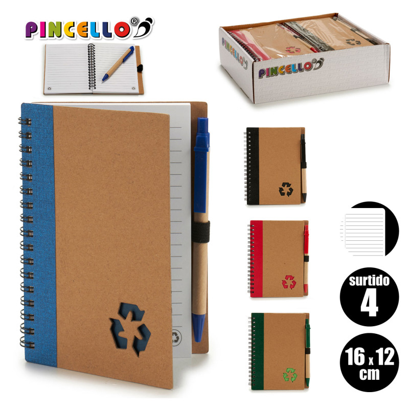TACCUINO CARTONE RICICLAT E PENNA BLU AS