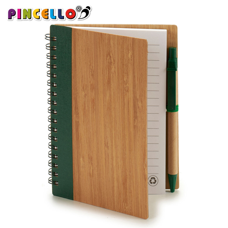 NOTEBOOK BAMBOO COVER PLAIN PEN 16X12 M4