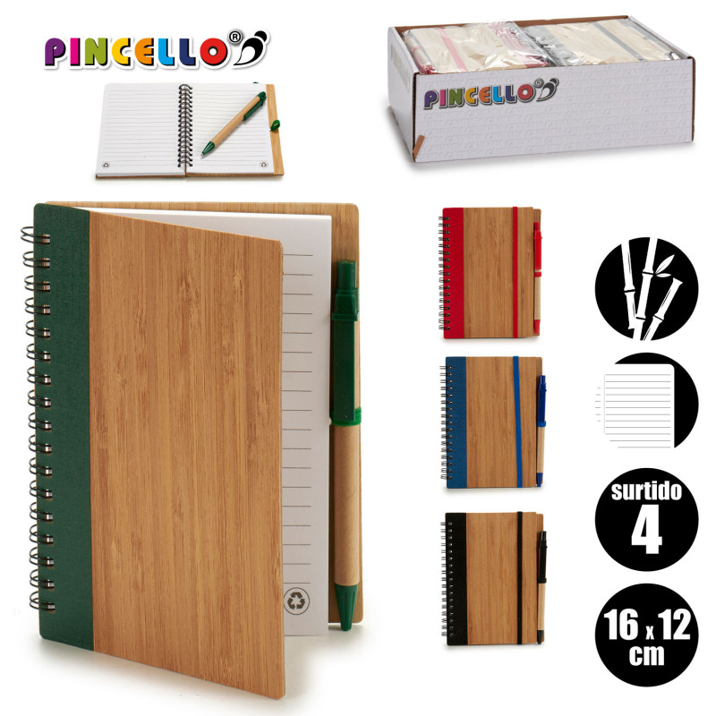 LIBRETA BAMBU GOMA LISA Y BOLI 16X12CM S