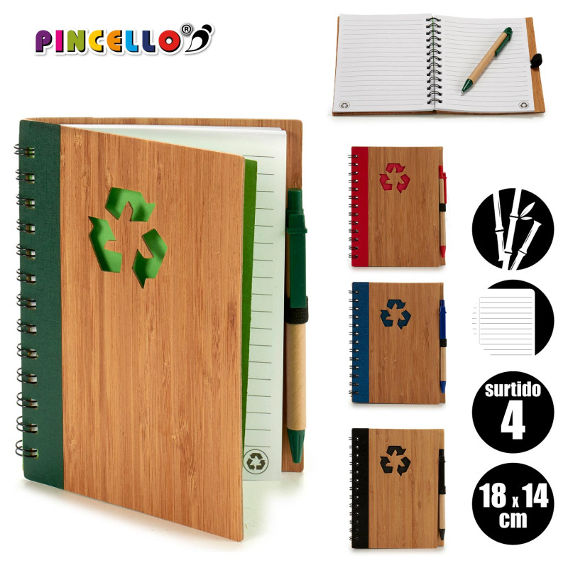 TACCUINO BAMBU RICICL E PENNA BLU AS4 GR