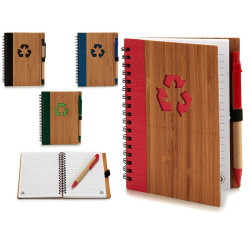 NOTEBOOK BAMBOO COVER RECYCL PEN 16X12 M