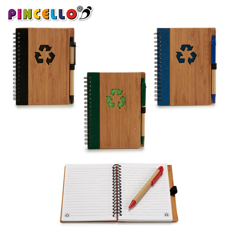 TACCUINO BAMBU RICICL E PENNA BLU AS4 ME