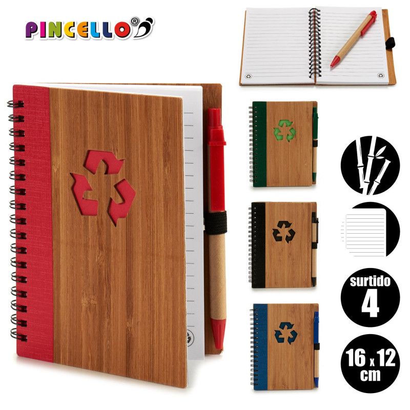 TACCUINO BAMBU RICICL E PENNA BLU AS4 ME
