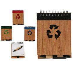 TACCUINO BAMBU RICICL E PENNA BLU AS4