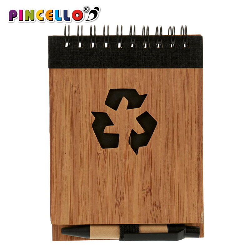 TACCUINO BAMBU RICICL E PENNA BLU AS4