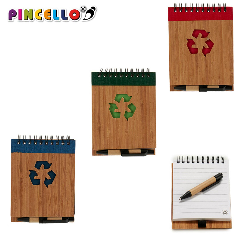 TACCUINO BAMBU RICICL E PENNA BLU AS4