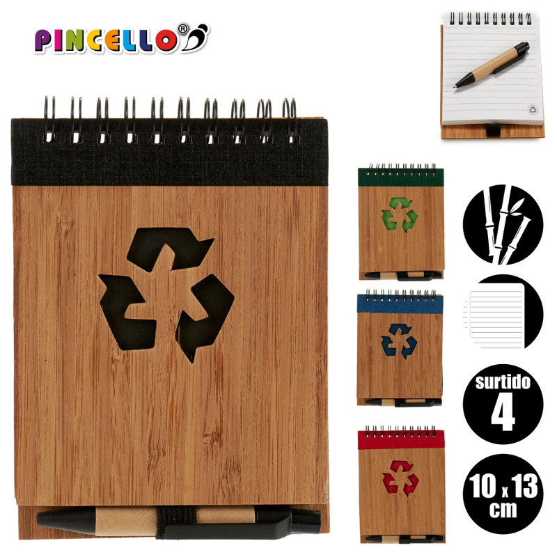 TACCUINO BAMBU RICICL E PENNA BLU AS4