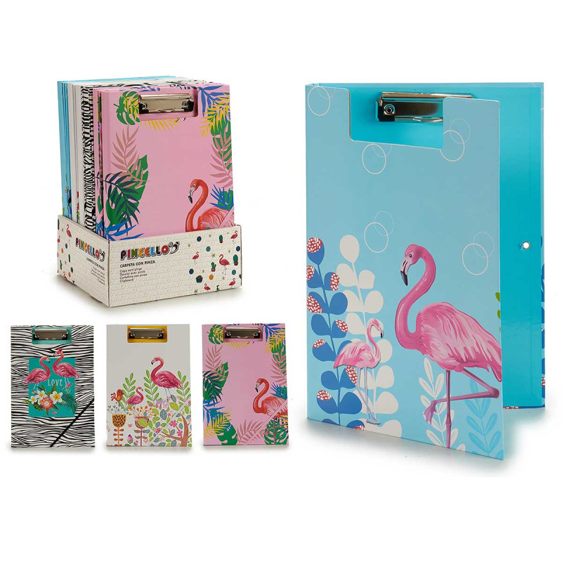 CAPA COM MOLA E ELASTICO A4 FLAMINGOS SO