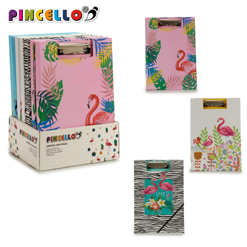 FOLDER WITH CLIP AND RUBBER FLAMINGOS M4