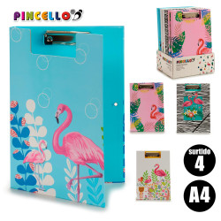 CAPA COM MOLA E ELASTICO A4 FLAMINGOS SO