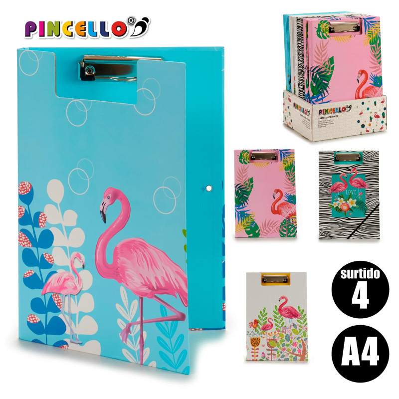 CAPA COM MOLA E ELASTICO A4 FLAMINGOS SO