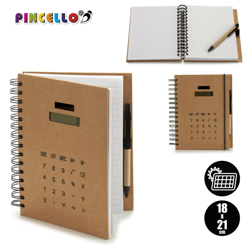 TACCUINO CALCOLATRICE CARTONE CON PENNA