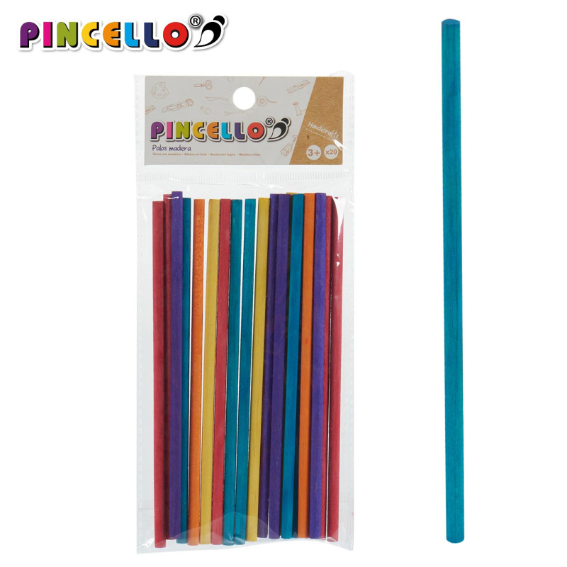 SET 20 ROUND HANDICRAF WOODEN STICKS COL