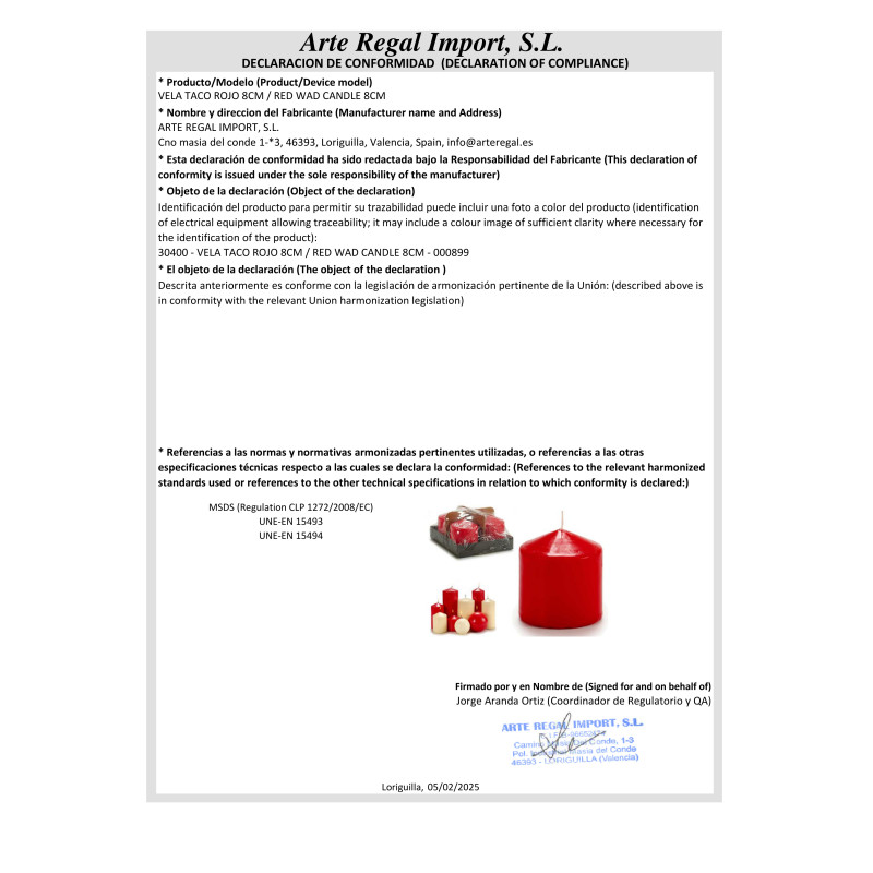 RED WAD CANDLE 8CM