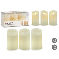 SET 3 VELAS LED LLAMA OSCILANTE CREMA