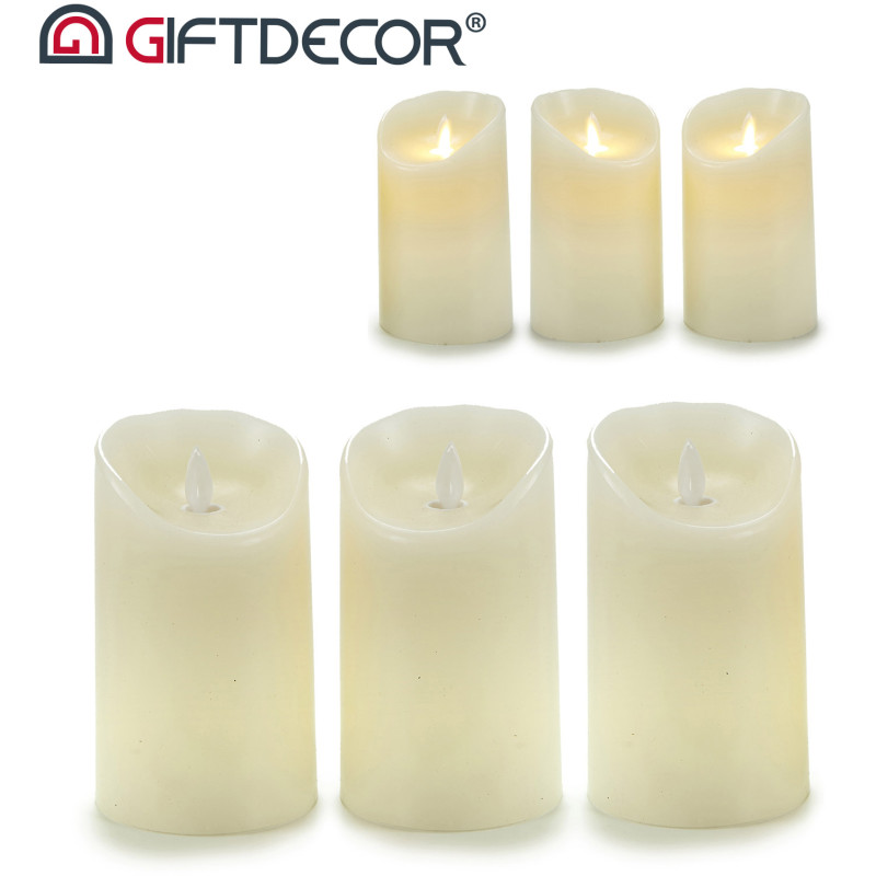 SET 3 VELAS LED LLAMA OSCILANTE CREMA