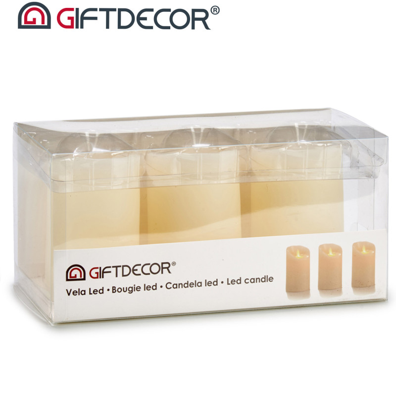 SET 3 VELAS LED LLAMA OSCILANTE CREMA